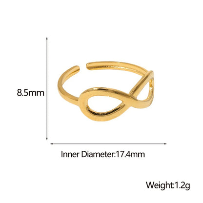 304 Stainless Steel 18K Gold Plated Sweet Simple Style Plating Hollow Out Infinity Open Rings