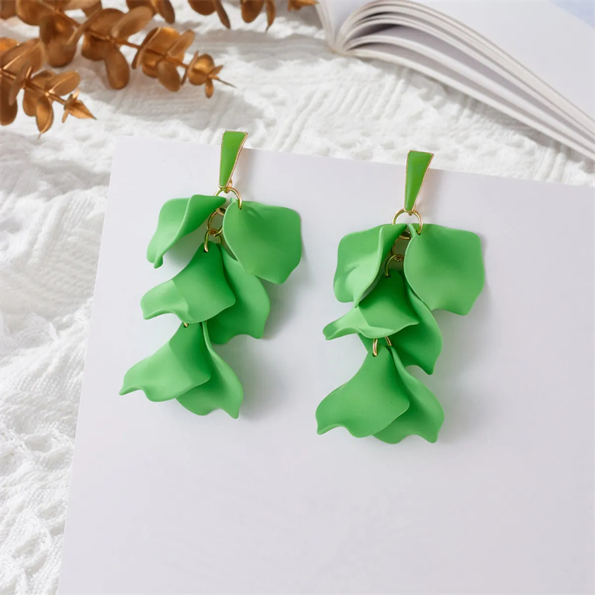 Sweet Simple Style Petal Arylic Stoving Varnish Women's Drop Earrings