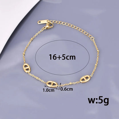 Sweet Simple Style Pig Nose Solid Color 304 Stainless Steel Titanium Steel 18K Gold Plated Bracelets In Bulk