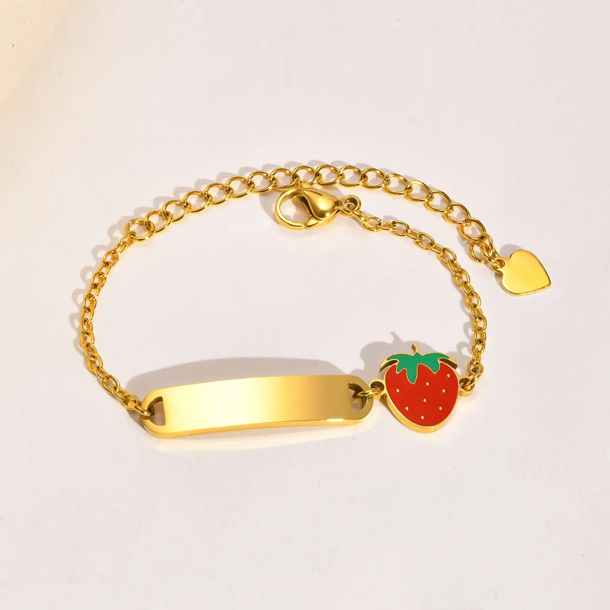 Sweet Simple Style Rainbow Heart Shape Strawberry 201 Stainless Steel Gold Plated Bracelets In Bulk