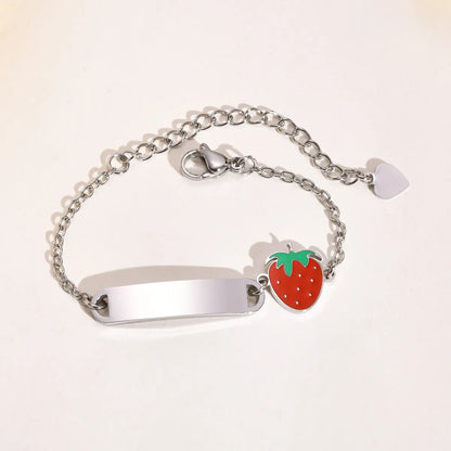 Sweet Simple Style Rainbow Heart Shape Strawberry 201 Stainless Steel Gold Plated Bracelets In Bulk