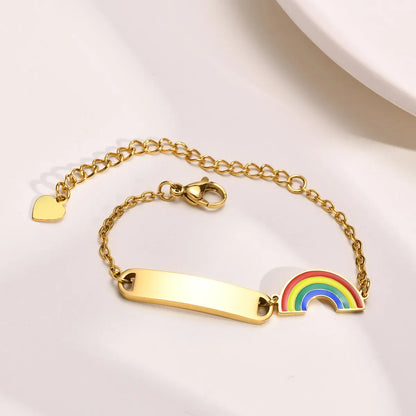 Sweet Simple Style Rainbow Heart Shape Strawberry 201 Stainless Steel Gold Plated Bracelets In Bulk