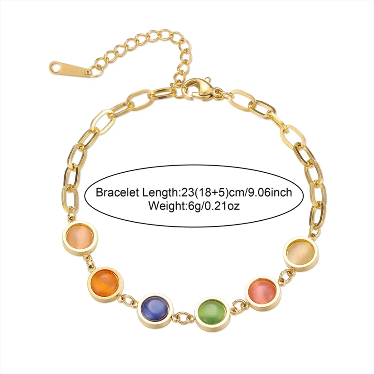 Sweet Simple Style Round Stainless Steel Inlay Artificial Gemstones Bracelets