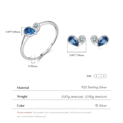 Sweet Simple Style Shiny Heart Shape Sterling Silver Inlay Zircon Rhodium Plated Women'S Jewelry Set