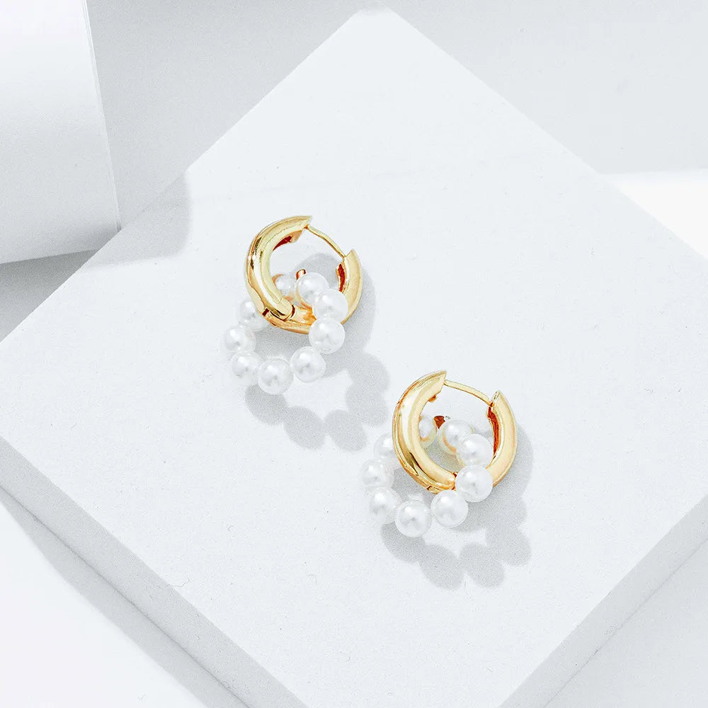 Sweet Simple Style Solid Color Alloy Beaded Plating Inlay Artificial Pearls Women'S Earrings