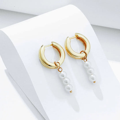 Sweet Simple Style Solid Color Alloy Beaded Plating Inlay Artificial Pearls Women'S Earrings