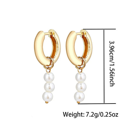 Sweet Simple Style Solid Color Alloy Beaded Plating Inlay Artificial Pearls Women'S Earrings