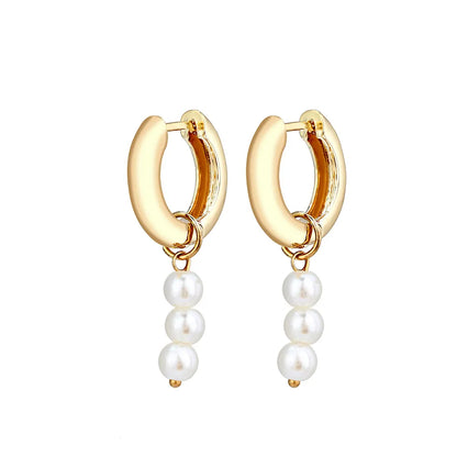 Sweet Simple Style Solid Color Alloy Beaded Plating Inlay Artificial Pearls Women'S Earrings