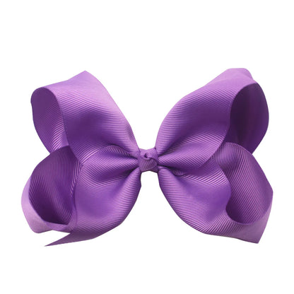 Sweet Simple Style Solid Color Bow Knot Ribbed Band Handmade Hair Clip