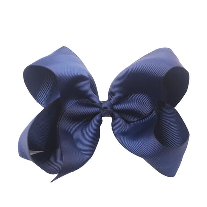 Sweet Simple Style Solid Color Bow Knot Ribbed Band Handmade Hair Clip