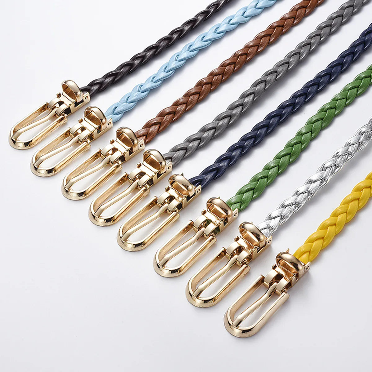 Sweet Simple Style Solid Color Pu Leather Alloy Women'S Leather Belts