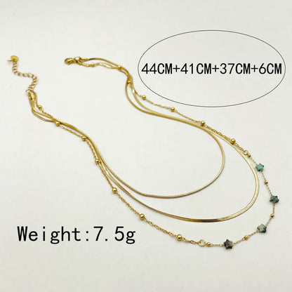 Sweet Simple Style Star Stainless Steel Natural Stone Layered Polishing Plating Gold Plated Layered Necklaces