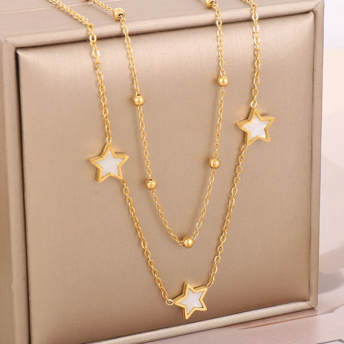 Sweet Simple Style Star Stainless Steel Plating Gold Plated Double Layer Necklaces