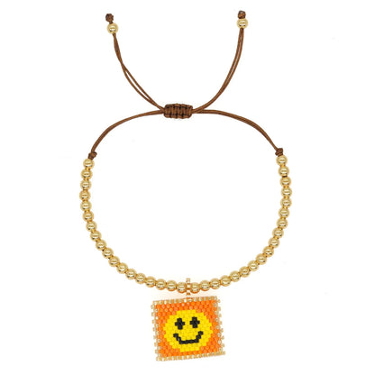 Sweet Smiley Face Seed Bead Golden Balls Wholesale Bracelets