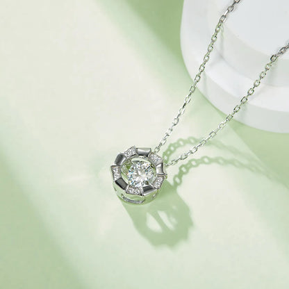 Sweet Snowflake Sterling Silver Gra Plating Inlay Moissanite Rhodium Plated Pendant Necklace