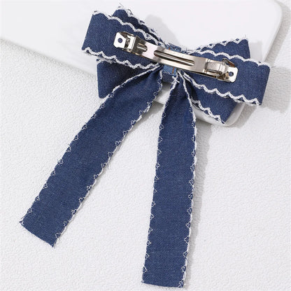 Sweet Solid Color Bow Knot Cloth Hair Clip