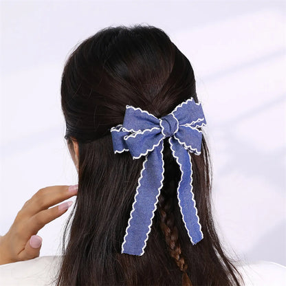 Sweet Solid Color Bow Knot Cloth Hair Clip