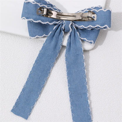 Sweet Solid Color Bow Knot Cloth Hair Clip