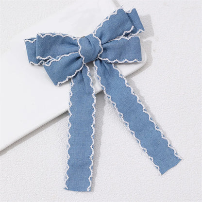 Sweet Solid Color Bow Knot Cloth Hair Clip