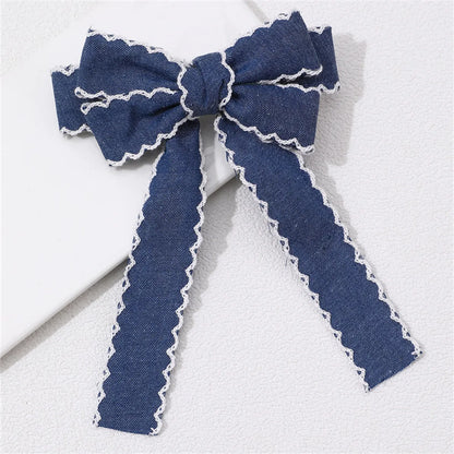 Sweet Solid Color Bow Knot Cloth Hair Clip