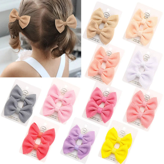 Sweet Solid Color Bow Knot Cloth Hair Clip