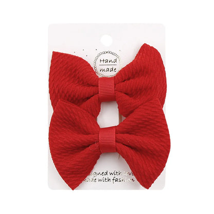 Sweet Solid Color Bow Knot Cloth Hair Clip