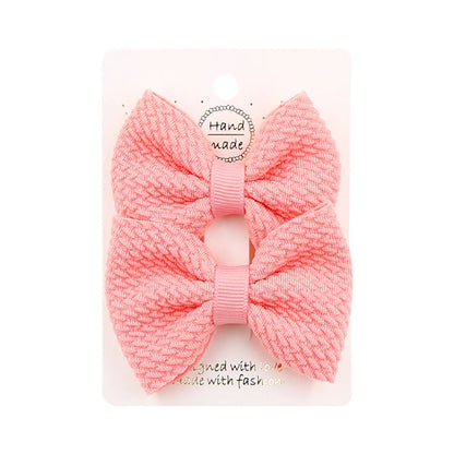 Sweet Solid Color Bow Knot Cloth Hair Clip