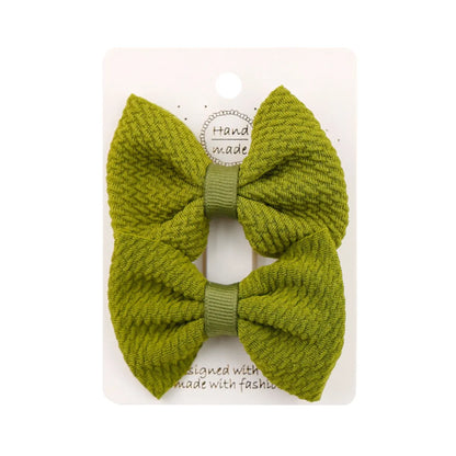 Sweet Solid Color Bow Knot Cloth Hair Clip