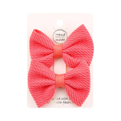 Sweet Solid Color Bow Knot Cloth Hair Clip