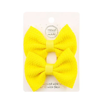 Sweet Solid Color Bow Knot Cloth Hair Clip