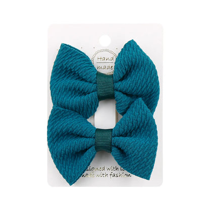 Sweet Solid Color Bow Knot Cloth Hair Clip