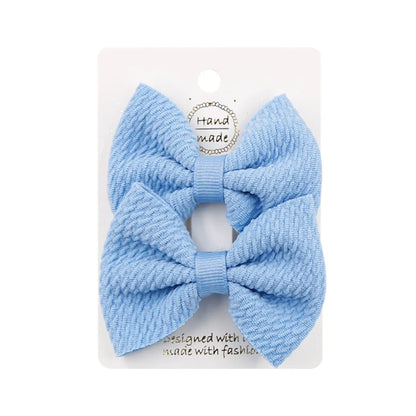 Sweet Solid Color Bow Knot Cloth Hair Clip