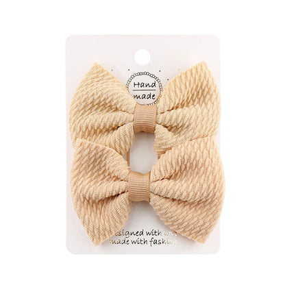 Sweet Solid Color Bow Knot Cloth Hair Clip