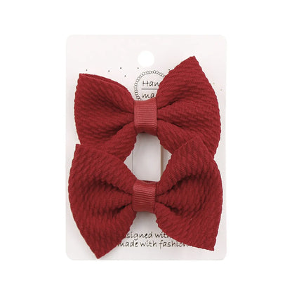 Sweet Solid Color Bow Knot Cloth Hair Clip