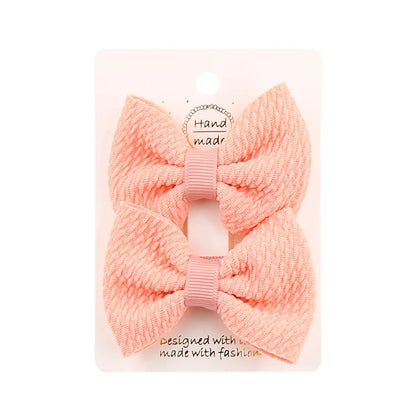 Sweet Solid Color Bow Knot Cloth Hair Clip