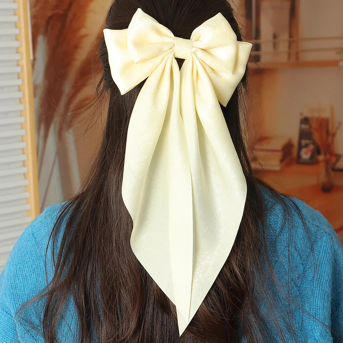 Sweet Solid Color Cloth Bow Knot Hair Clip 1 Piece