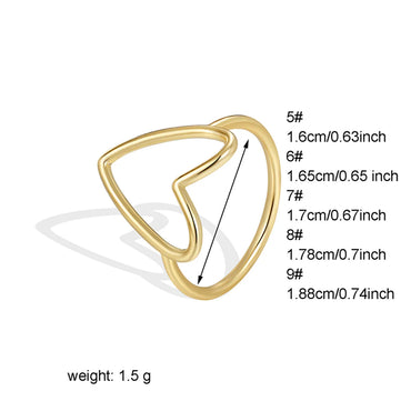 Sweet Solid Color Heart Shape Copper Plating Hollow Out 18k Gold Plated Rose Gold Plated Silver Plated Rings