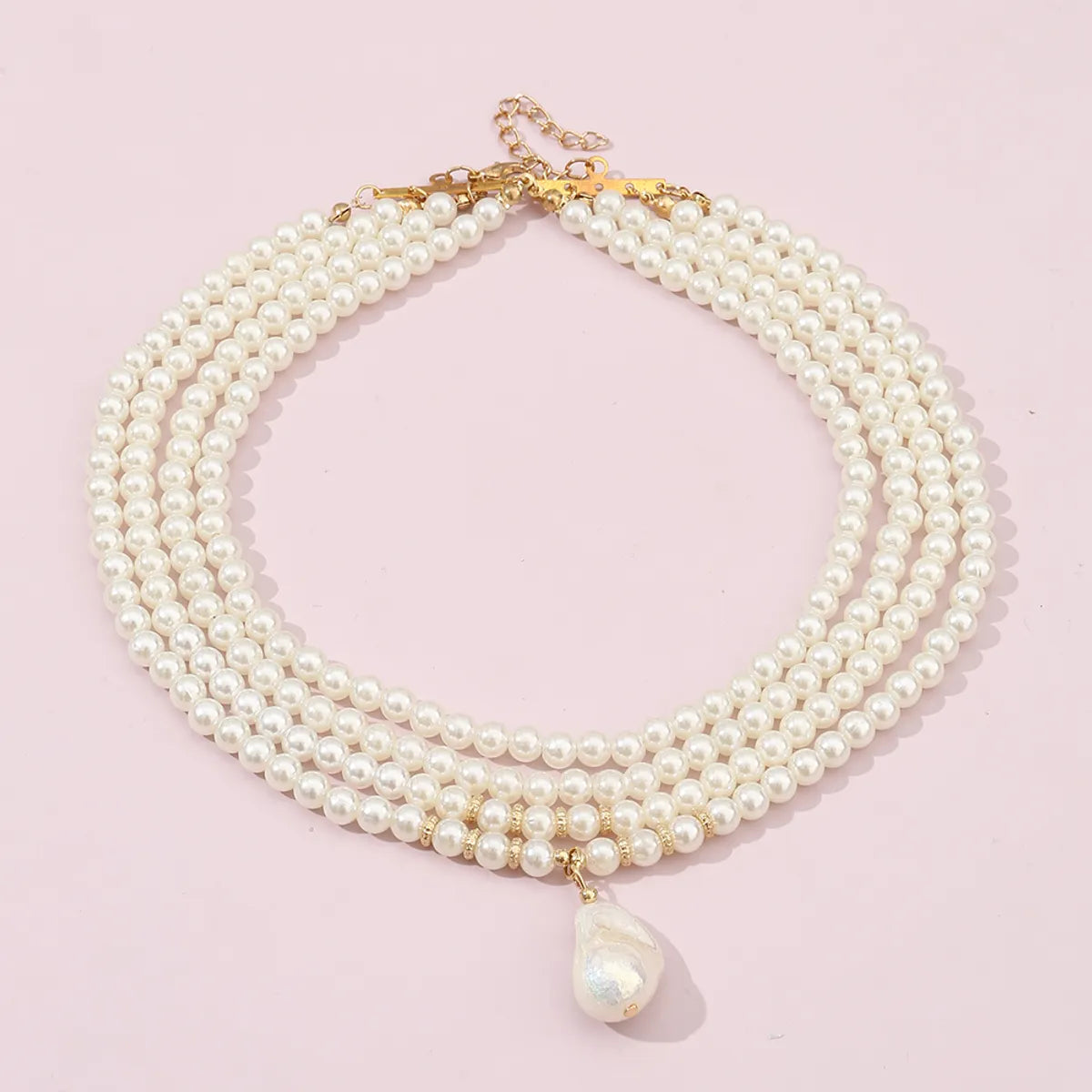 Sweet Solid Color Imitation Pearl Baroque Pearls Wholesale Layered Necklaces