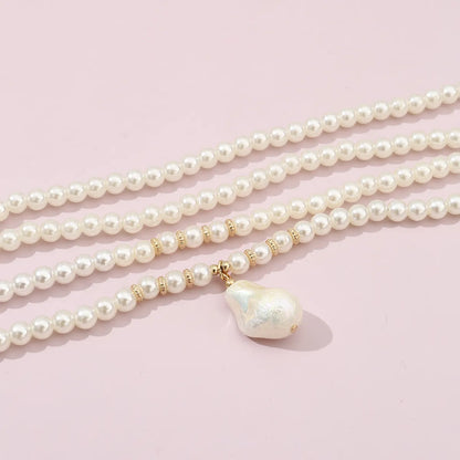 Sweet Solid Color Imitation Pearl Baroque Pearls Wholesale Layered Necklaces