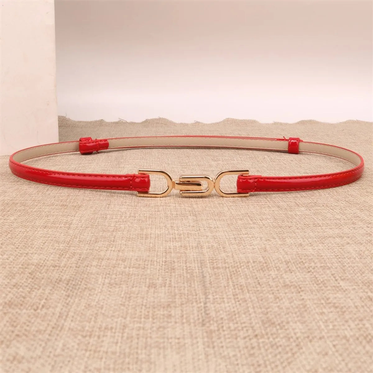 Sweet Solid Color Pu Leather Alloy Women'S Leather Belts