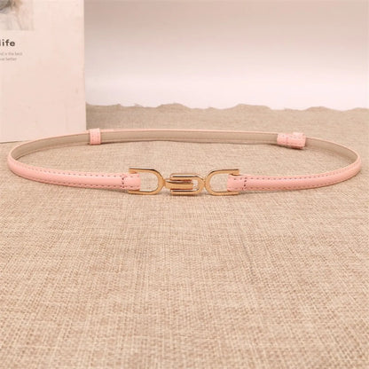 Sweet Solid Color Pu Leather Alloy Women'S Leather Belts