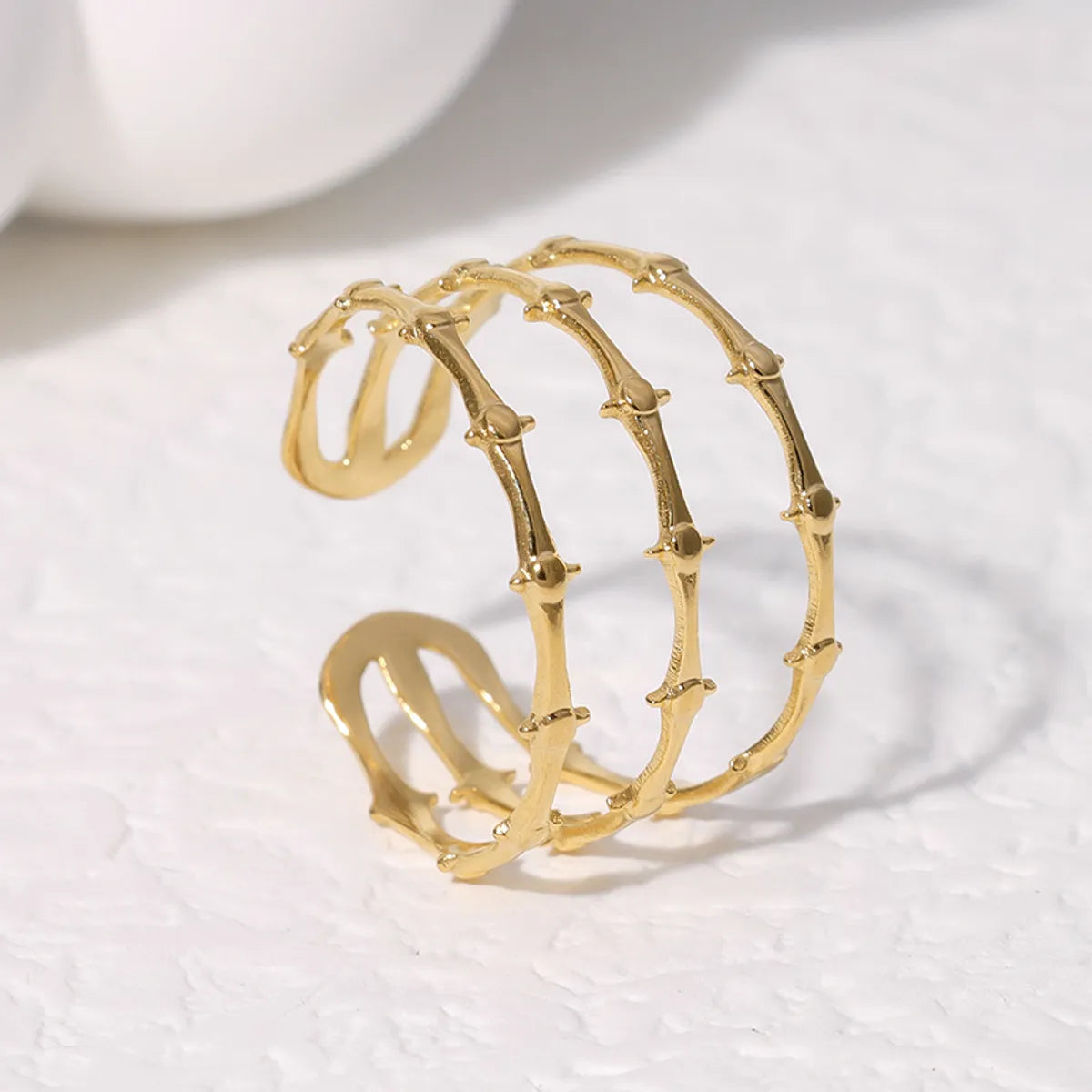 Sweet Solid Color Stainless Steel Plating Gold Plated Open Rings