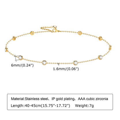 Sweet Solid Color Stainless Steel Plating Inlay Zircon 18k Gold Plated Necklace