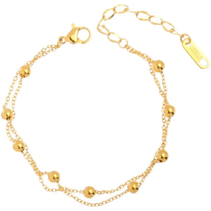 304 Stainless Steel 18K Gold Plated Sweet Solid Color Bracelets Anklet Necklace