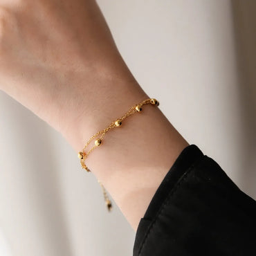 304 Stainless Steel 18K Gold Plated Sweet Plating Solid Color Bracelets Necklace