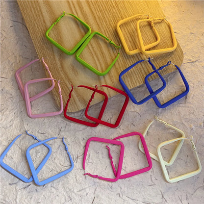 Sweet Square Arylic Alloy Spray Paint Ear Clips Earrings