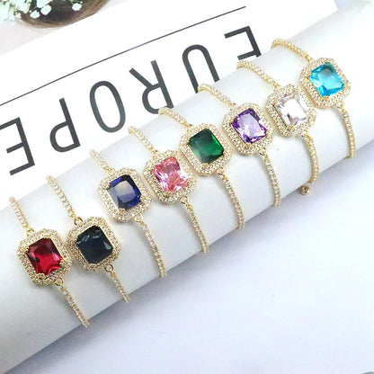 Sweet Square Copper Plating Inlay Zircon Bracelets