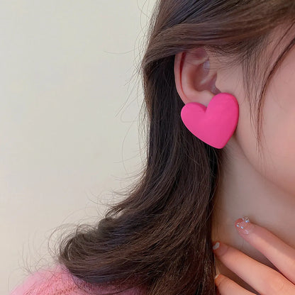 Sweet Square Heart Shape Arylic Alloy Stoving Varnish Women's Ear Studs