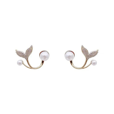 Sweet Square Heart Shape Bow Knot Imitation Pearl Alloy Rhinestone Inlay Opal Women's Earrings 1 Pair