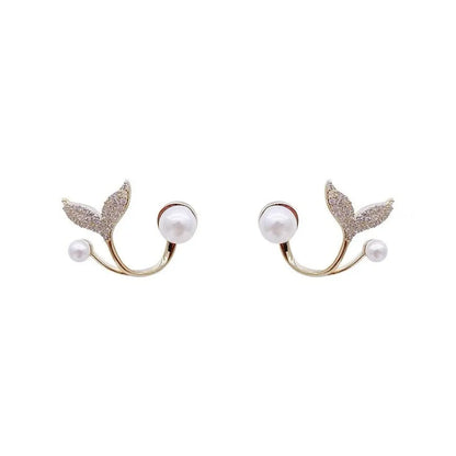 Sweet Square Heart Shape Bow Knot Imitation Pearl Alloy Rhinestone Inlay Opal Women's Earrings 1 Pair